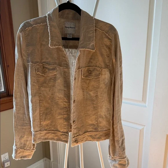 Tommy Bahama Tan linen Jean Jacket for Women - Picture 1 of 4